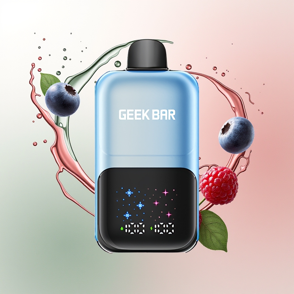 GEEK BAR 2GO 20ml 50000 Bluberi Raspberry Es dengan Layar Interaktif