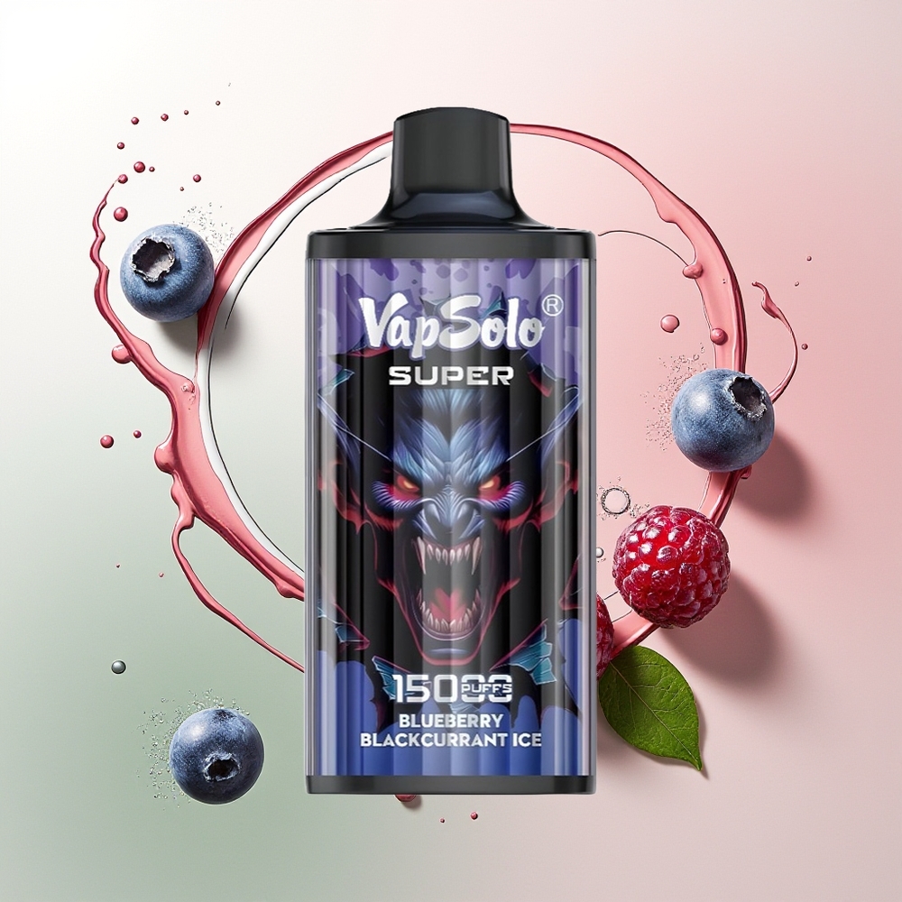Vapsolo Super 15000 Blueberry Blackcurrant Es Batu dengan Kapasitas Baterai 850mAh