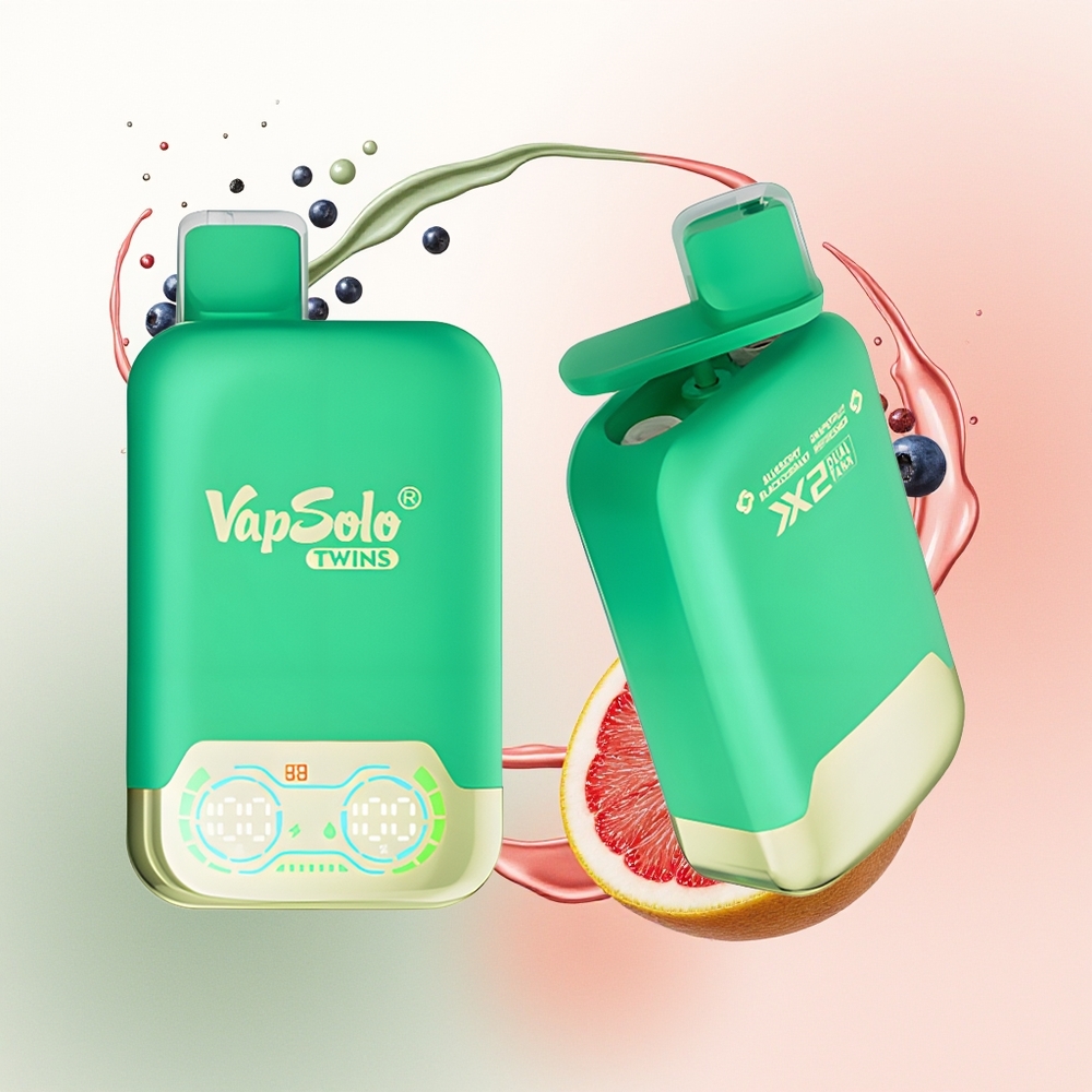 Vapsolo Twins 20000 Blueberry Blackcurrant & Grapefruit Refresher dengan 40 ml E-Liquid