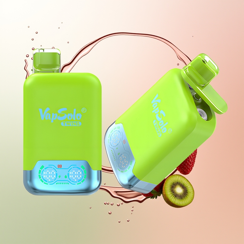 Vapsolo Twins 20000 Stroberi Kiwi & Stroberi Raspberry Ceri Es dengan 40 ml E-Liquid