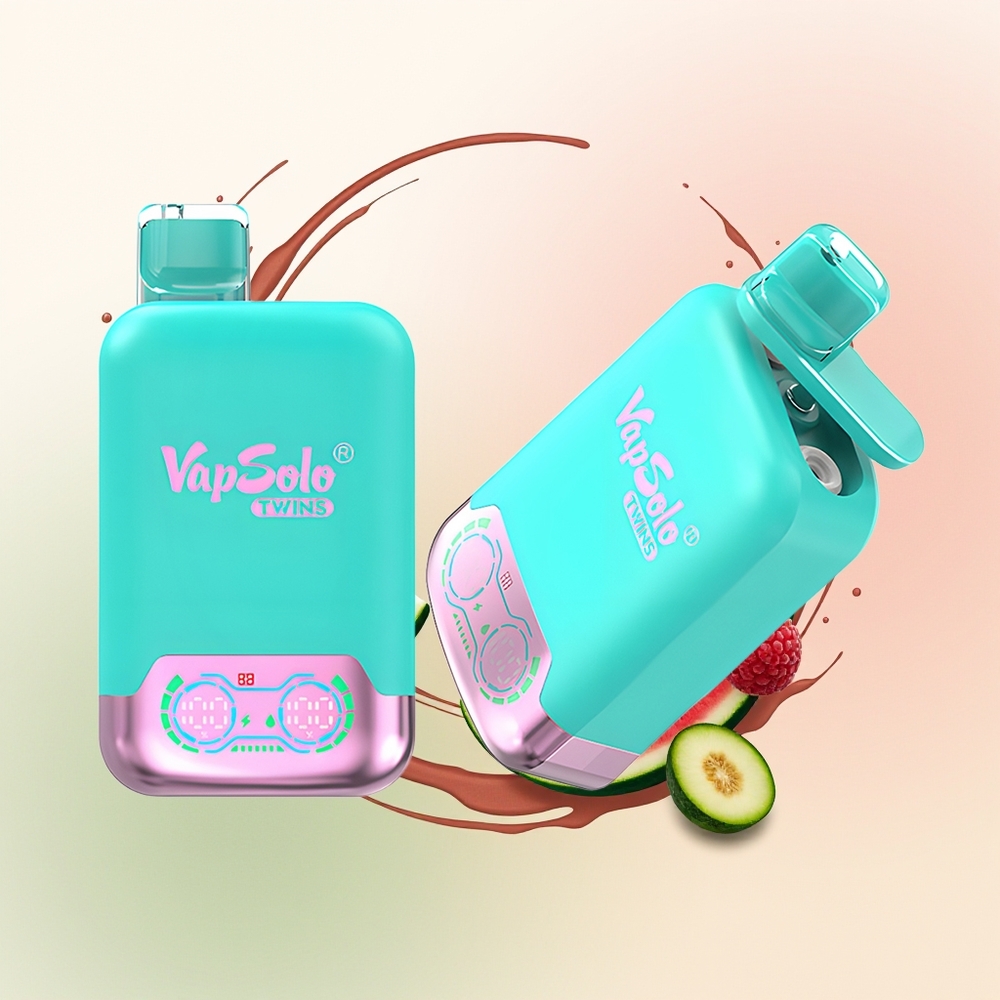 Vapsolo Twins 20000 Triple Melon & Raspberry Semangka dengan 40 ml E-Liquid